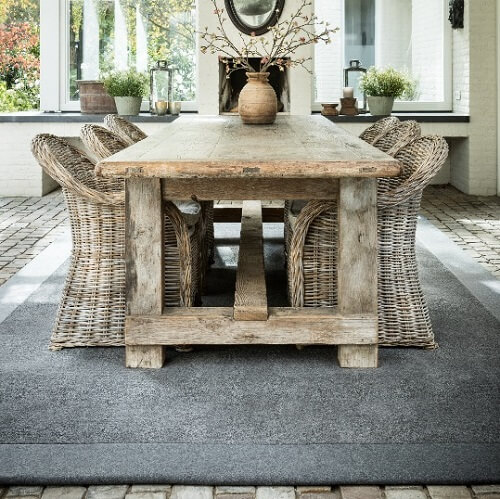 Шерстяной ковер Best wool коллекция Berlin цвет серый в интерьере столовой в частном доме